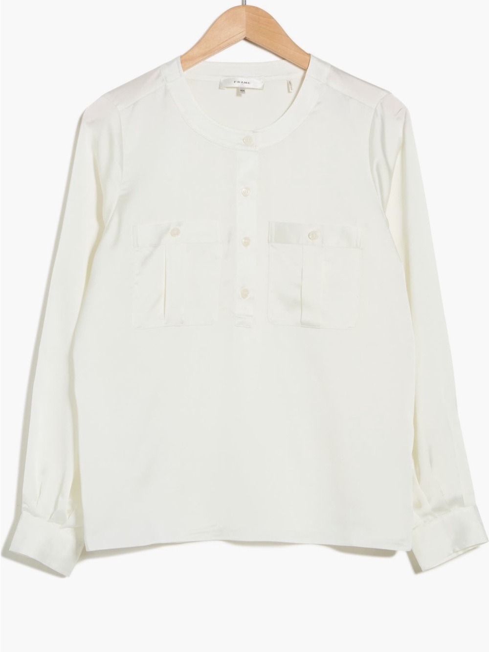 NEW FRAME The Henley Crewneck Top in Cream - Picture 3 of 8